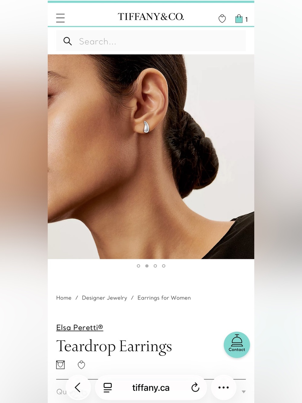 Tiffany Teardrop Elsa Peretti Earrings in 925 Silver